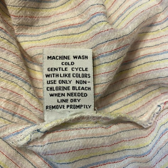 Hippie Laundry Top Women Large Stripe 3/4 Wide Bell Sleeve Ruffle Slight Cropped - Picture 9 of 9